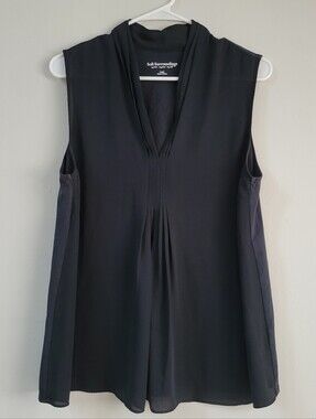 Soft Surroundings Martina Blouse Navy Women Size L Office Capsule Professional